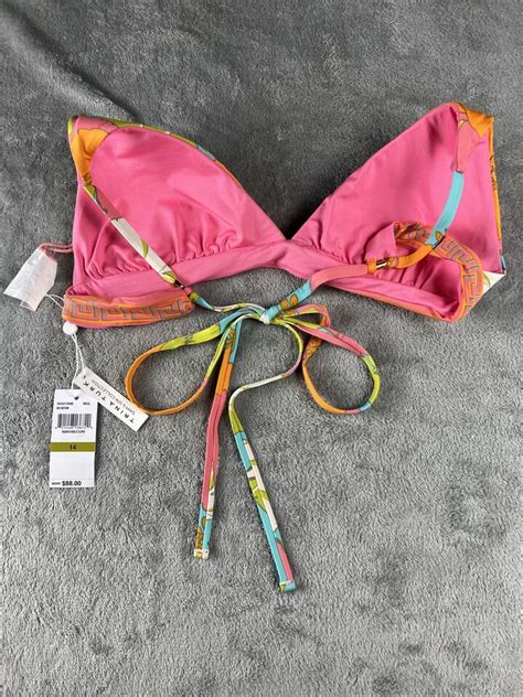 Trina Turk Playa De Flor Reversible Triangle Bikini Top Size 14 Swim Tropical 821448136690 EBay