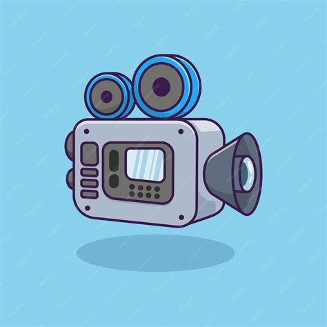 Premium Vector Movie Camera With Film Roll Cartoon Icon Illustration