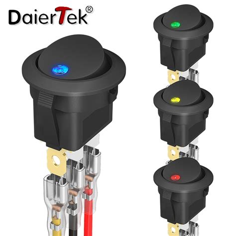 Daiertek Pcs V Pin Round Rocker On Off Led Light Toggle Switch