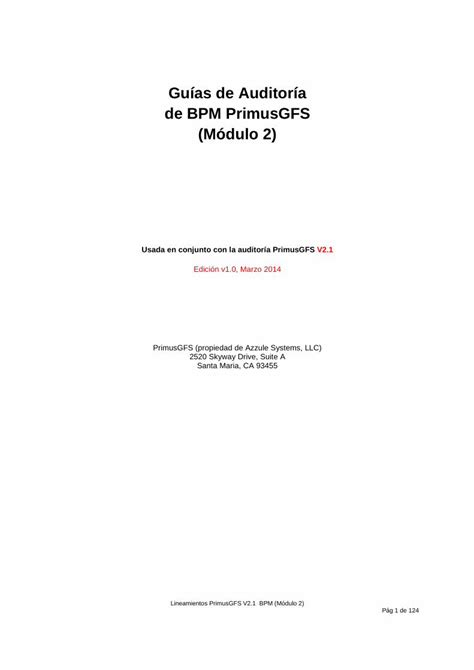 Pdf Gu As De Auditor A De Bpm Primusgfs M Dulo Primusgfs Pdfs