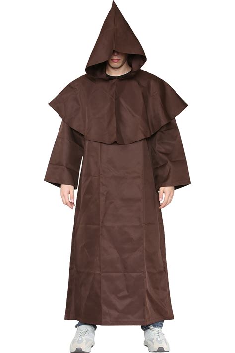 Wickedfun Adult Medieval Hooded Monk Renaissance Priest Robe Costume