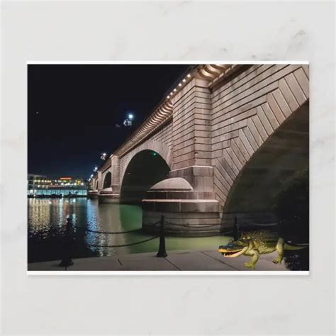 Mocked Up Alligator By The London Bridge Postcard Zazzle London