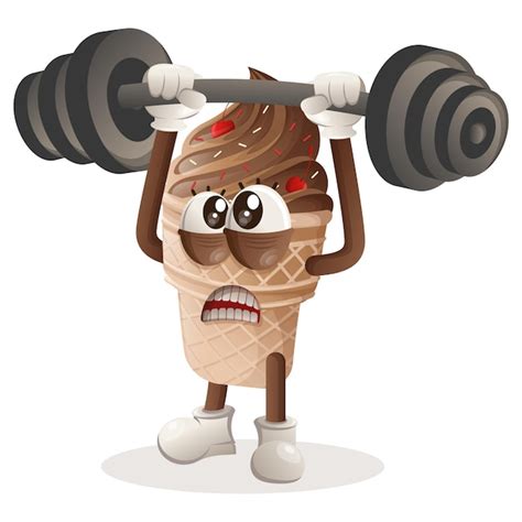 Premium Vector Cute Ice Cream Mascot Bodybuilding With Barbell