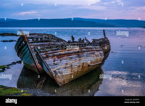 Abandoned Fishing Boats At Salen Bay At Daybreak Isle Of Mull