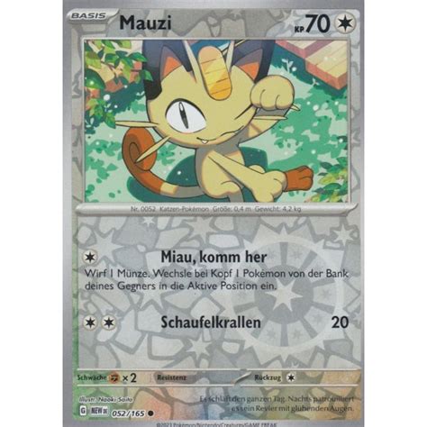 Mauzi 052 165 REVERSE HOLO MEW 151 Pokemon Karte günstig kaufen