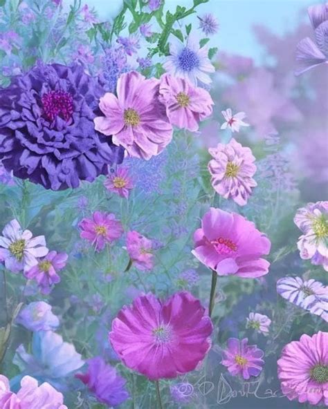 Pink, Blue and Purple flowers : r/starryai