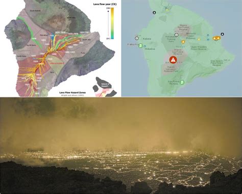 Mauna Loa Lava Flow Eruption Map as Active Volcano Bursts to Life