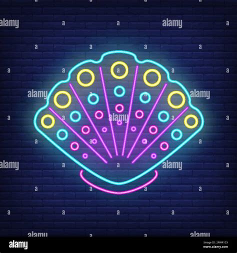 Colorful Seashell Neon Sign Stock Vector Image Art Alamy