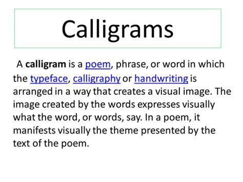 Calligram Powerpoint By Clairejervis Teaching Resources Tes