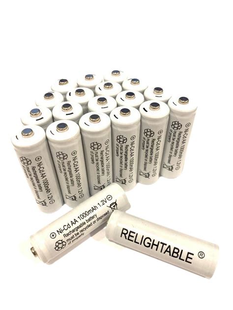 20 PCS AA 1000mAh 1 2V Rechargeable Relightable NiCd Ni Cd Batteries