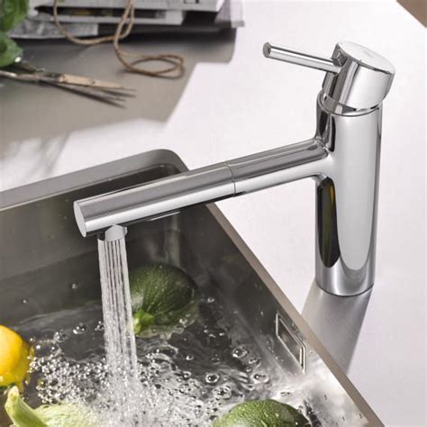 Grohe Concetto Kitchen Mixer Tap Pull Out Spout Swivelling Chrome