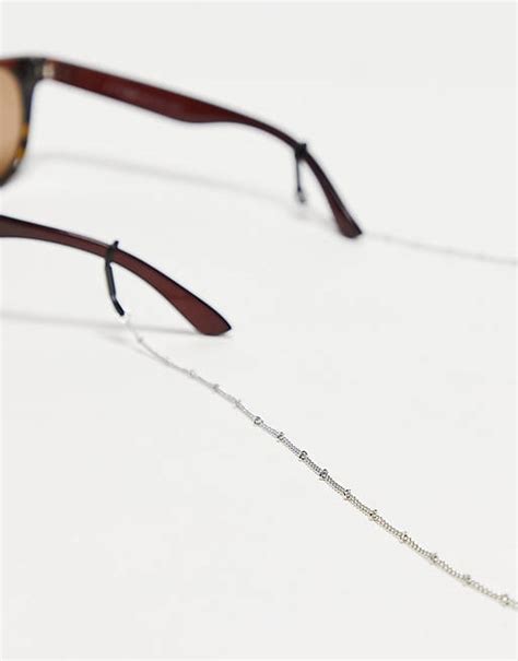 Asos Design Sunglasses Chain With Dot Dash Design In Silver Tone Asos