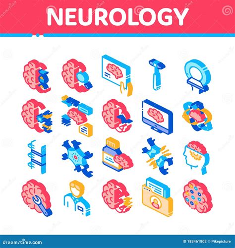 Neurology Medicine Isometric Icons Set Vector Stock Vector