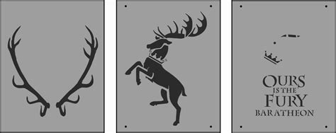 Stencils Baratheon Sigil Set Of 3 Reusable Plastic Stencils Etsy