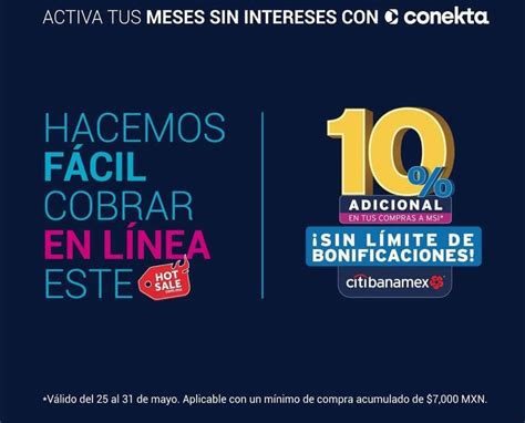 Promociones Banamex Hot Sale 2022 15 de bonificación a MSI