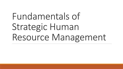 Solution Fundamentals Of Strategic Hrm Studypool