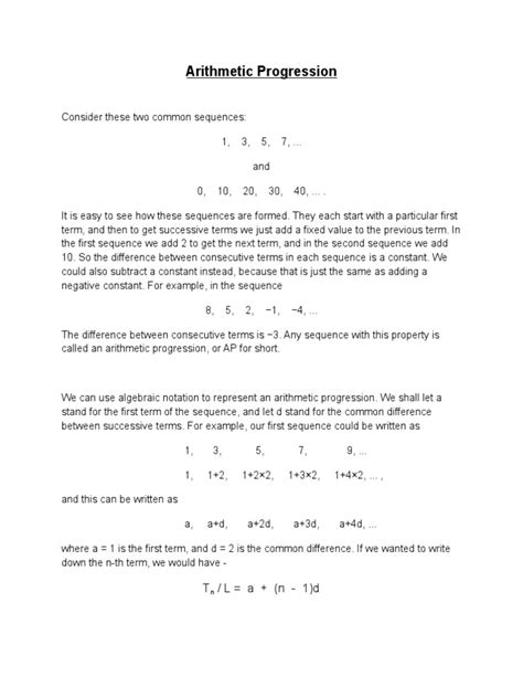 Arithmetic Progression | PDF | Sequence | Arithmetic