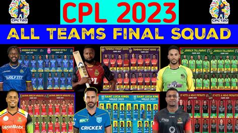 Cpl All Teams Final Squad Cpl Draft Caribbean Premier