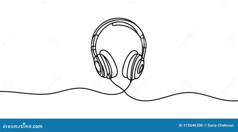 One Line Headphones Hand Drawn Vector Illustration Continuous Line Drawing Of Headphones