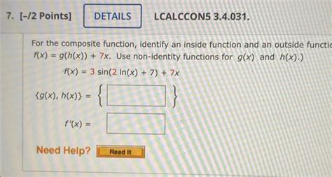 Solved For The Composite Function Identify An Inside