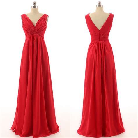 Red Bridesmaid Dresslong Bridesmaid Dresscheap Bridesmaid Dressv Neck Bridesmaid Long