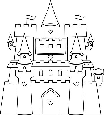 Castle Coloring Page Isolated For Kids Drawing Palace Fantasy Vector ...