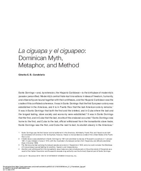 (PDF) La ciguapa y el ciguapeo: Dominican Myth, Metaphor, and Method