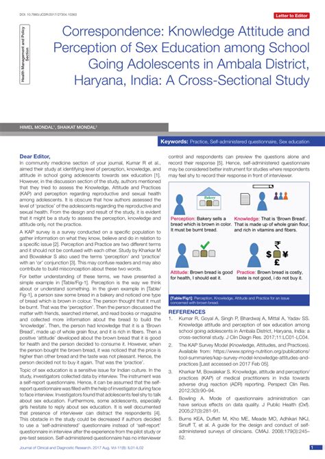 Pdf Correspondence Knowledge Attitude And Perception Of Sex