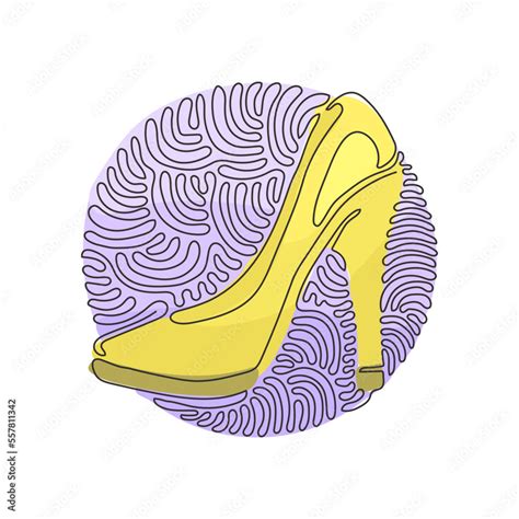 Single Continuous Line Drawing Women Shoes Icon Lady High Heels Shoe Outline Fashion Footwear