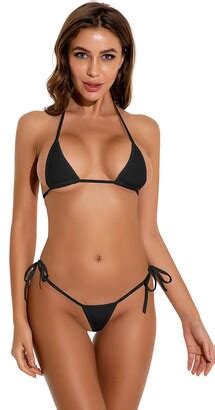 Oneheekini Women Sexy Halterneck Tiny Mini Micro Bra Charming Bikini G String Bottom Beachwear