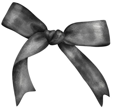 Black Coquette Ribbon Bow Watercolor Png