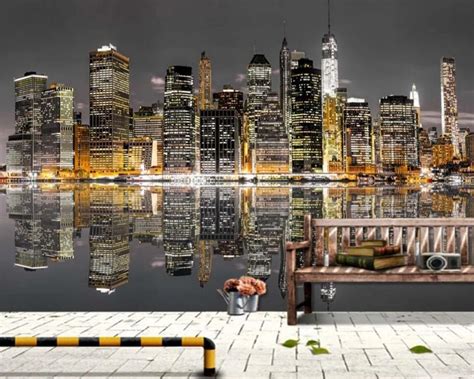 Beibehang Modern D Wallpaper New York City Architecture Night View Tv