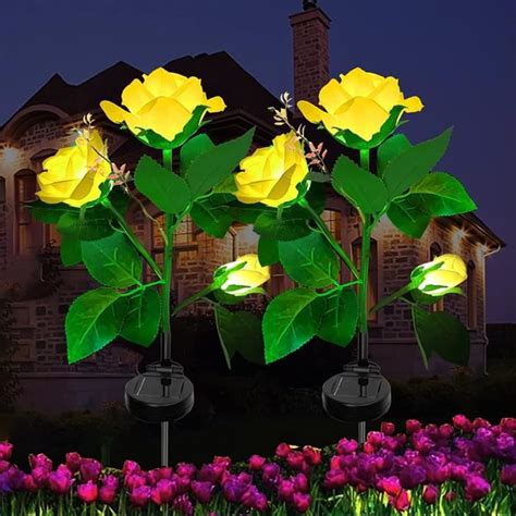 Lumi Res Solaires Ext Rieures Fleur Lampes De Fleurs De Roses Solaires