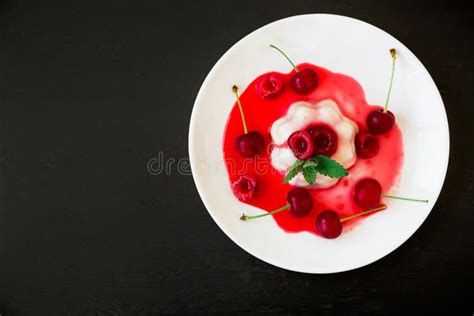 Coconut Jelly With Summer Berries Panna Cotta With Sweet Cherry In