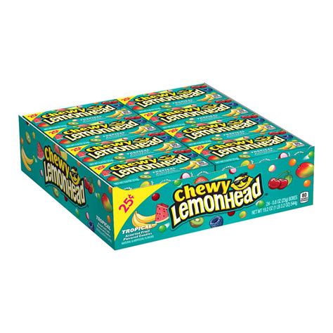 Lemonhead Chewy Candy Tropical 08 Ounce Box Pack Of 24