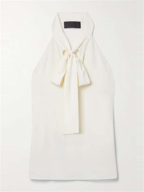 Nili Lotan Zelie Pussy Bow Silk Crepe De Chine Top Reversible