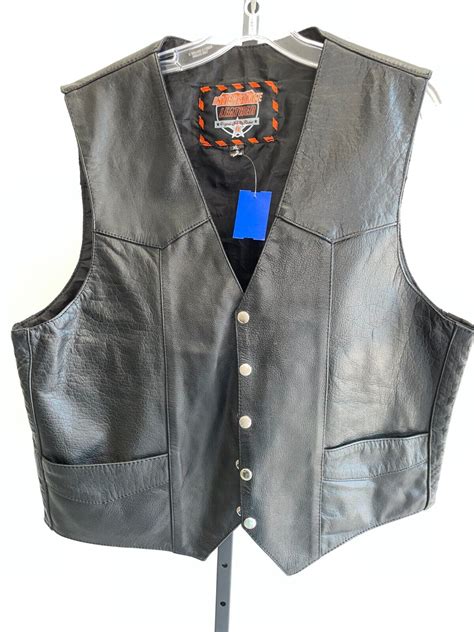 Interstate Black Leather Motorcycle Vest Unisex Size Gem