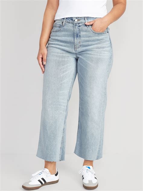 Extra High Waisted Cropped Cut Off Wide Leg Jeans Old Navy