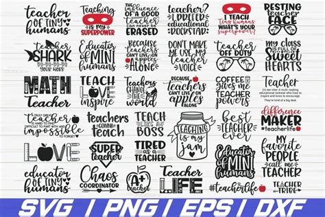 Teacher SVG Bundle 35 Designs Cut File Cricut DXF