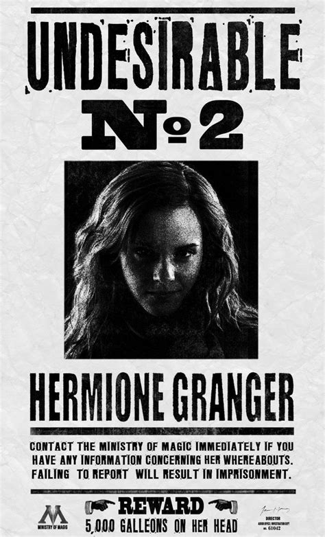 Hermione Granger Undesirable No Harry Potter Poster Harry Potter