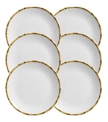 Conjunto Pratos Para Sobremesa Bambu Scalla Cer Mica Branco Lcl Home