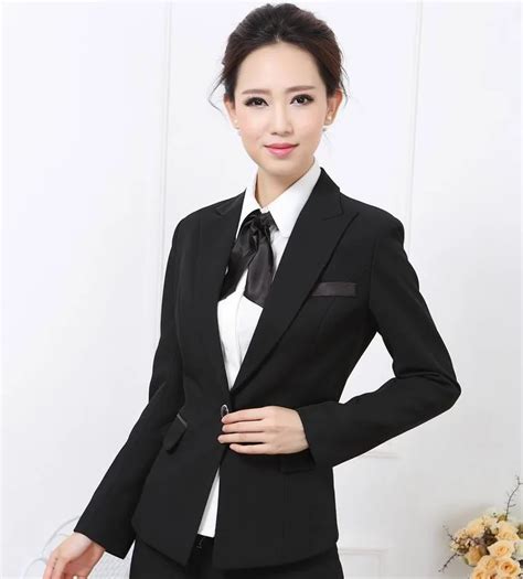 Formal Uniform Design Female Blazers Autumn Winter Elegant Black Business Women Blazer Coat