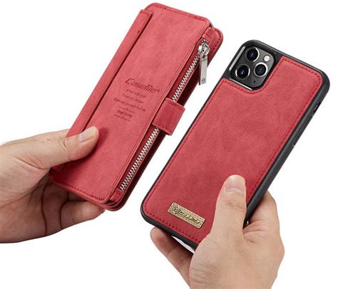 Caseme Iphone 11 Pro Max Wallet Magnetic Detachable Case Red Leather