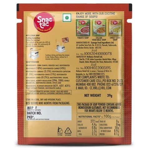 Snac Tac Hot Sour Instant Soup 39 G Pouch JioMart