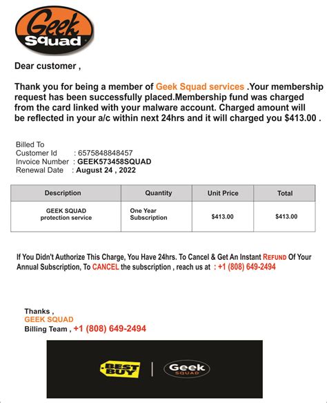 Geek Squad Invoice Scam