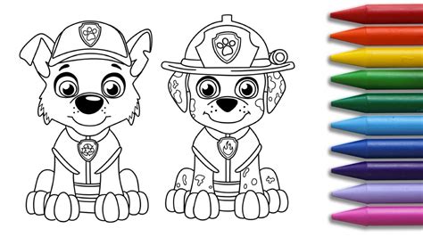 How To Draw Paw Patrol Rocky And Marshall For Kids Drawing And Painting