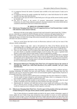 Descriptive Study Of Factors Determine The Effectiveness Managing Zakat