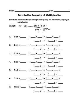 Distributive Property Of Multiplication Worksheets Common Core Aligned