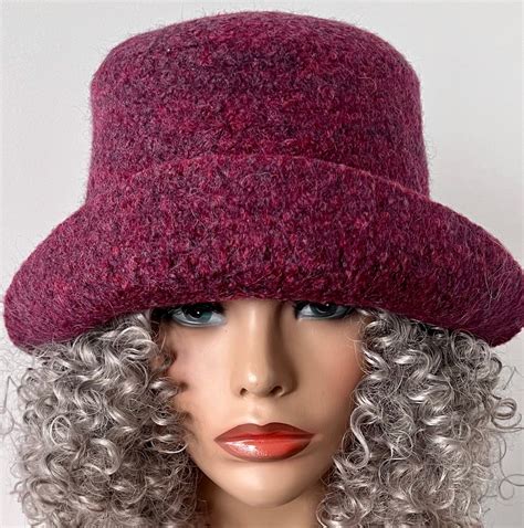 Krystalajoy On Twitter Felted Wine And Brown Wide Brim Hat Womens