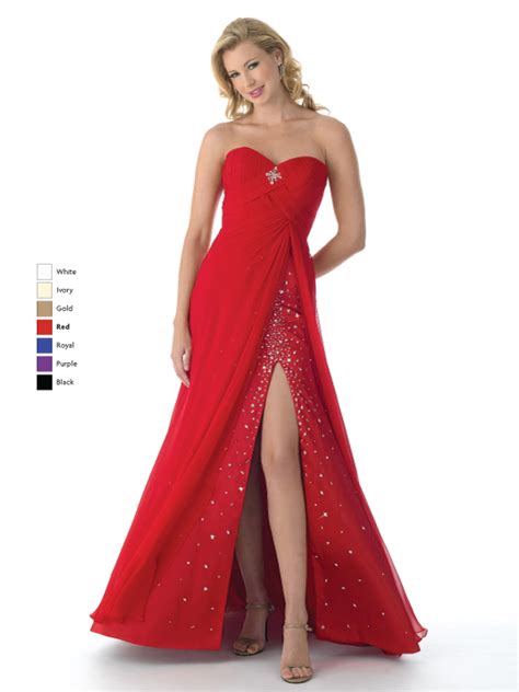 Red A Line Strapless Sweetheart Zipper Sweep Train Full Length Chiffon